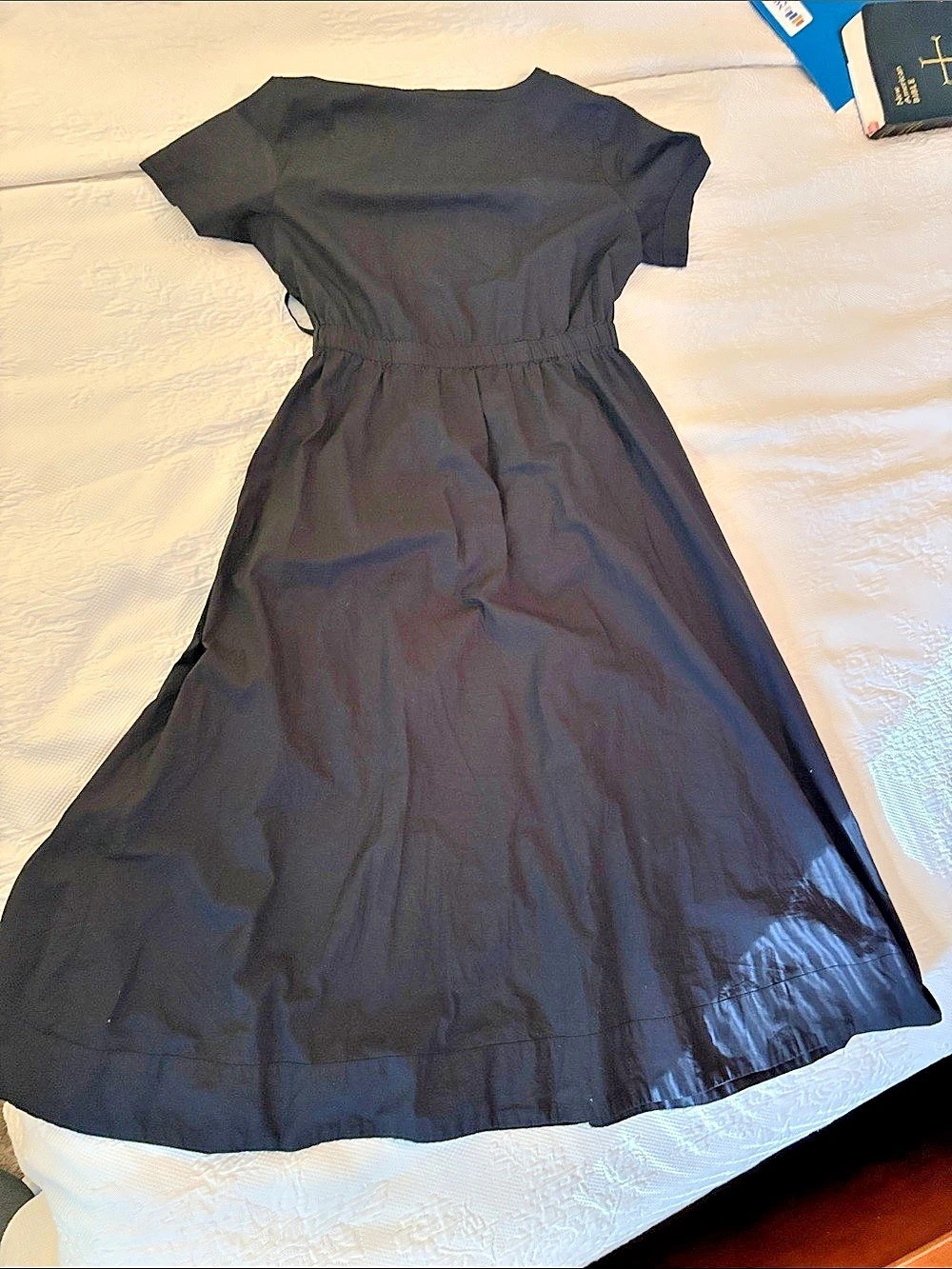 LOFT Cotton Lace-Up Maxi Dress in Black Medium
